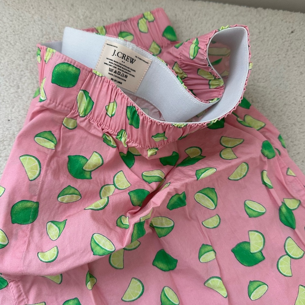J. Crew Pink Shorts with Green Lime Pattern